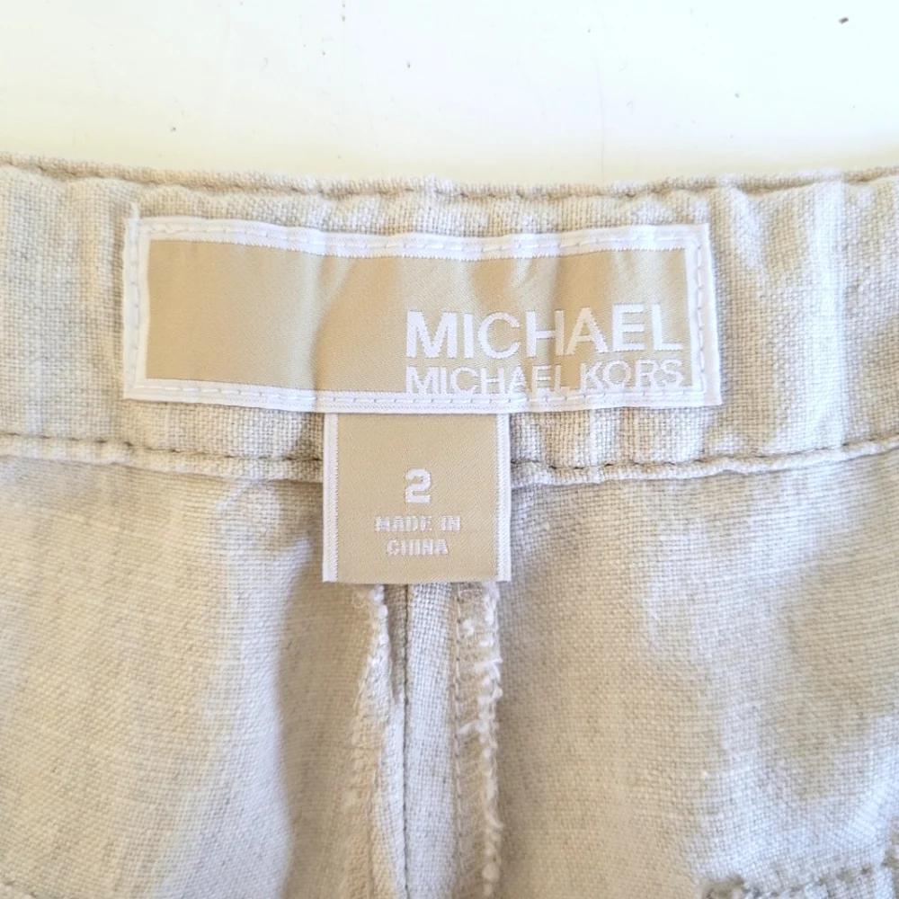 Michael Kors 100% Linen Pants Tan Khaki Women's 2